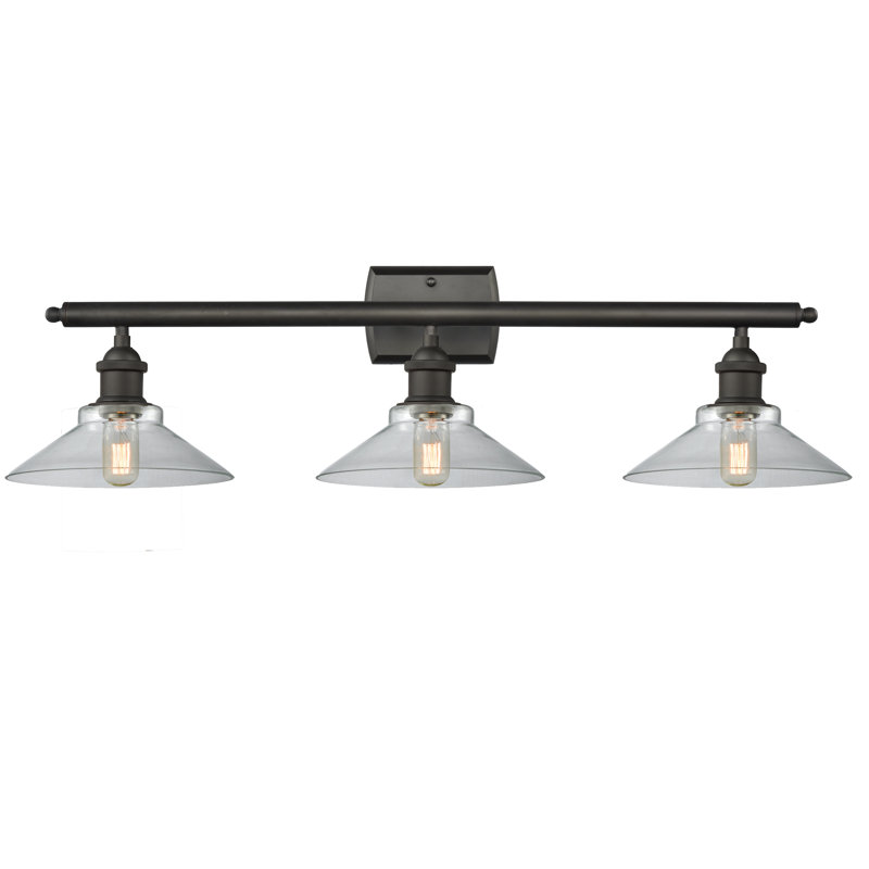 Newton St Loe 3 - Light Dimmable Vanity Light, Clear, Oil Rubbed Bronze, 6 Watt Vinage LED Bulb