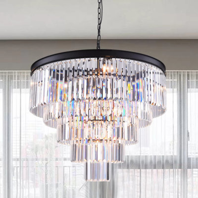 Hallum 12 - Light Dimmable Tiered Chandelier with Crystal Accents（31.5“）