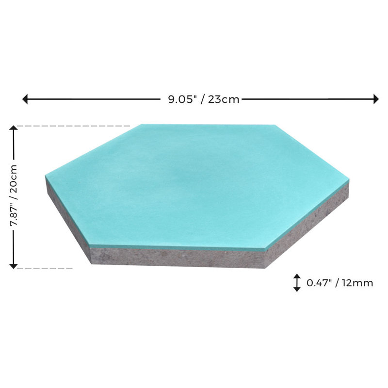 Solid Mixed Aqua Hex 8" x 9" Cement Wall & Floor Tile
