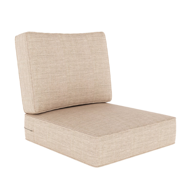 Wayfair Custom Outdoor Deep Seating Cushion With Sunbrella Fabric, Canvas Aruba Sunbrella® Canvas, 23" W x 25" D
