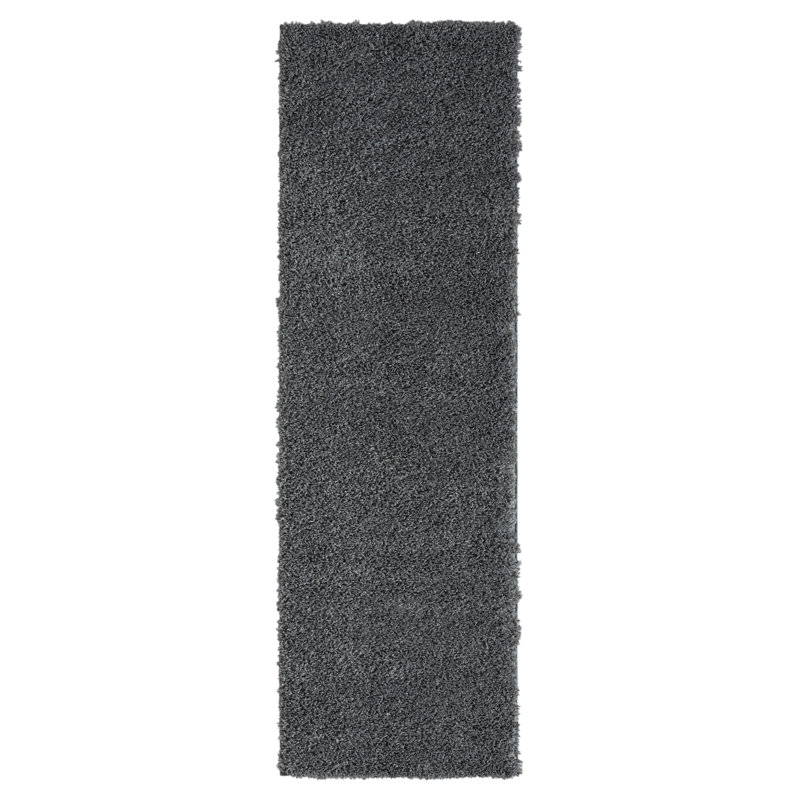 Shaggy Lush grey Rug, Runner 80 x 300cm