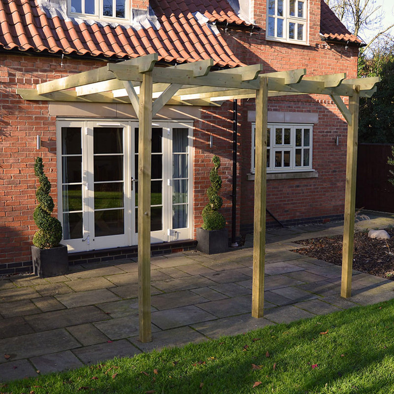 Baudelia Solid Wood Pergola, 20 ft x 10 ft, Light Green