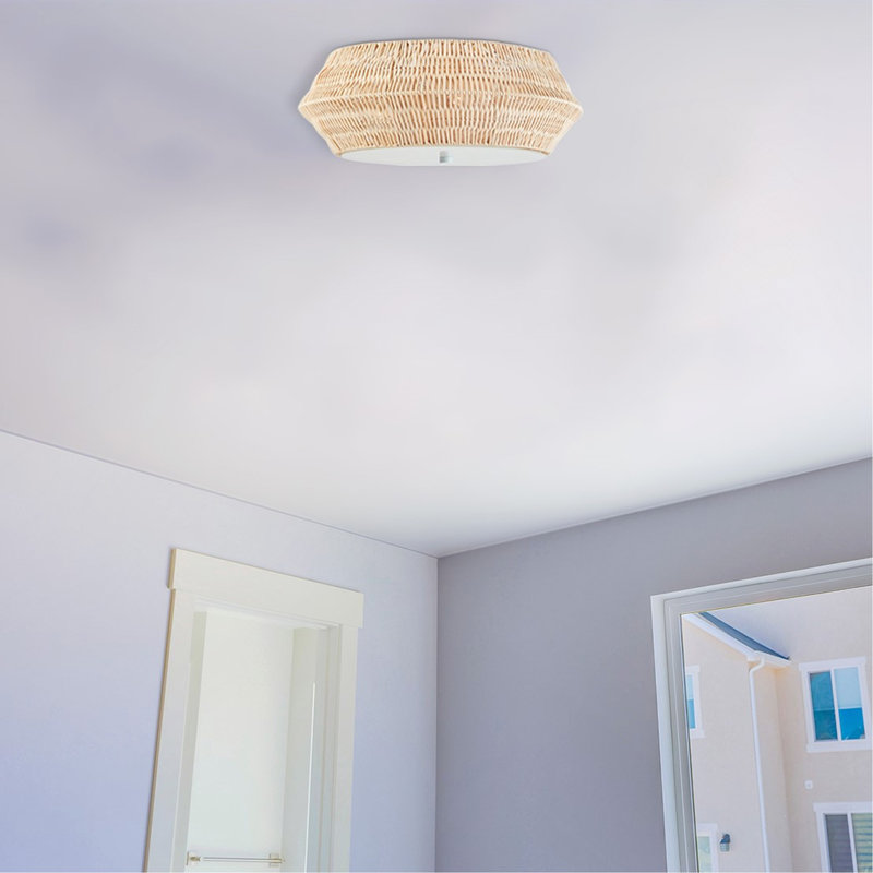Boho Bamboo Flush Mount Ceiling Light Natural See Below