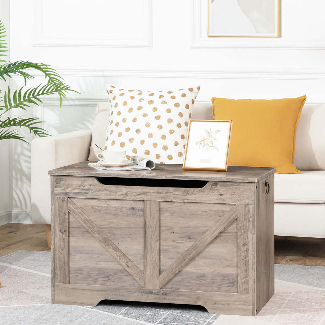 Cadesha Kids Toy Box Wooden Storage Chest With Safety Hinge Loon Peak® 