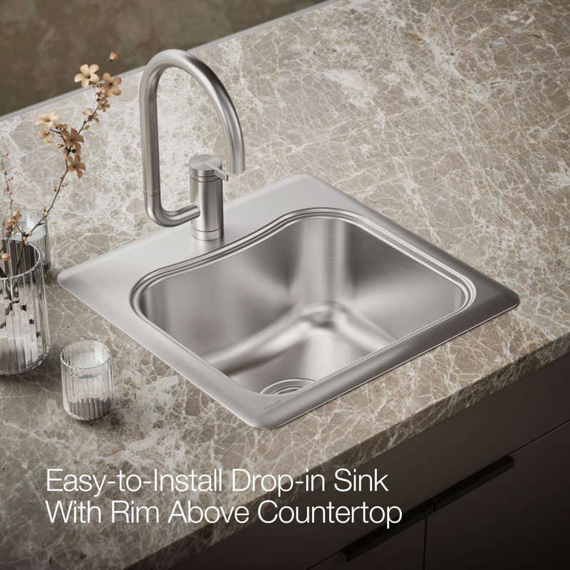 Staccato Top-Mount Single-Bowl Bar Sink with 3 Faucet Holes, 1 hole