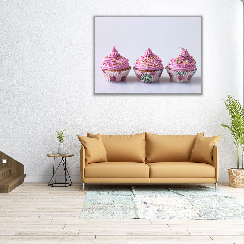 «Pink Cup Cakes», reproduction d'art sur toile, H 18 po x l 24 po