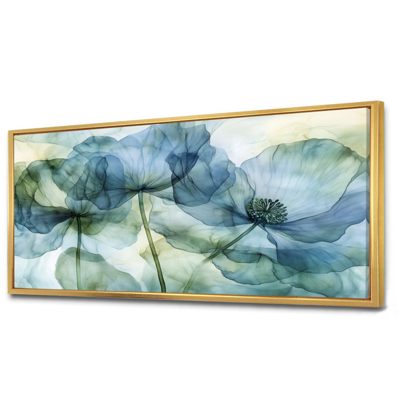 Art mural de fenêtre printanière, toile florale de jardin, vue de fenêtre printanière, H 28 po x l 60 po, Cadre flottant doré