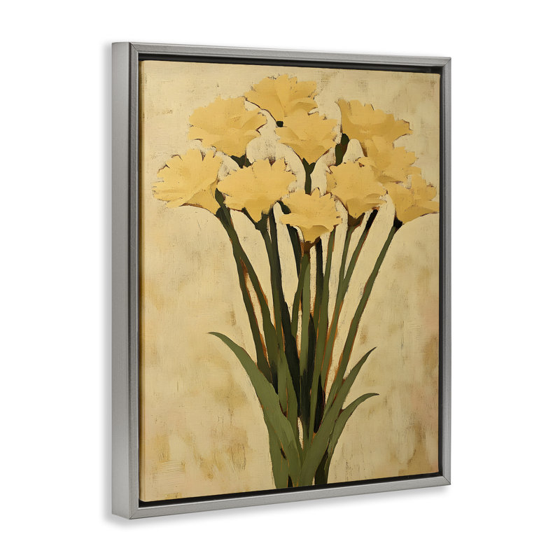 Hand Picked Daffodils Floating Frame, design by Franklyn Gregory, 21" H x 17" W, Luster Gray Floater Frame