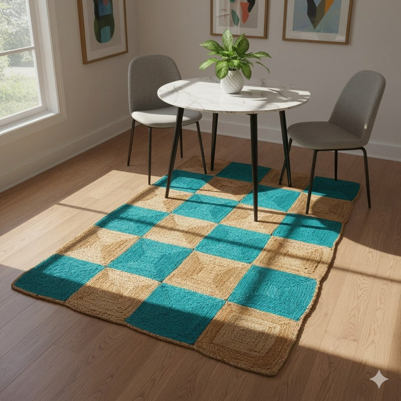 Tapis géométrique tissé à la main