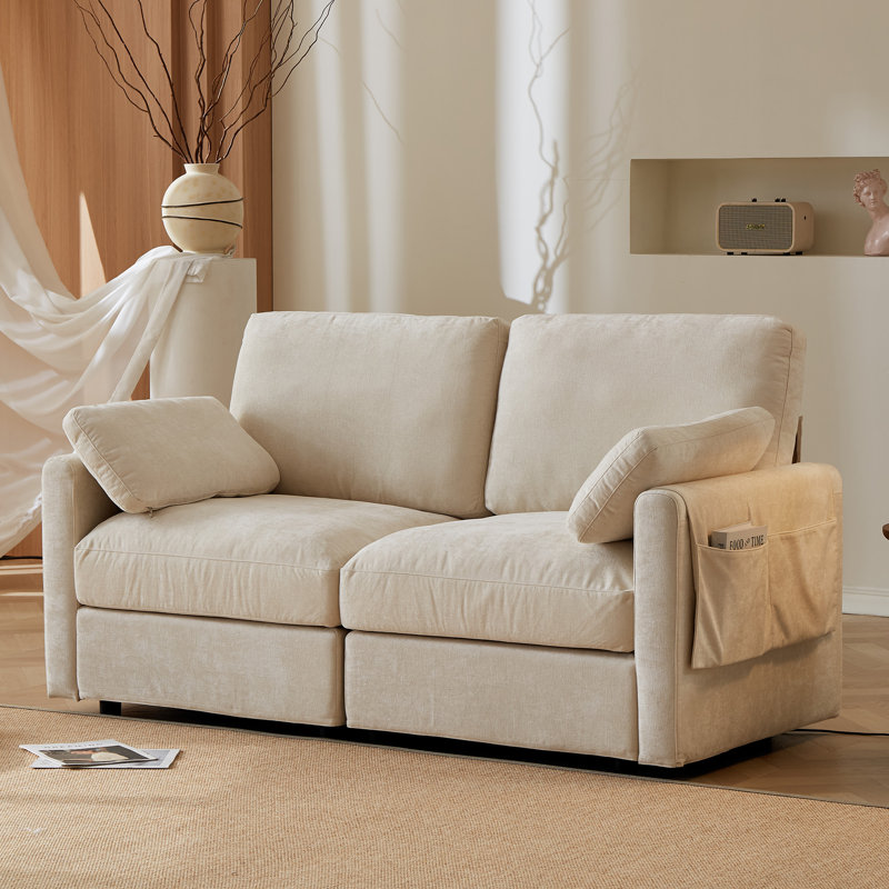 Canapé modulaire 64,6 po en tissu chenille de canapé modulaire lavable avec coussins latéraux pour causeuse de salon