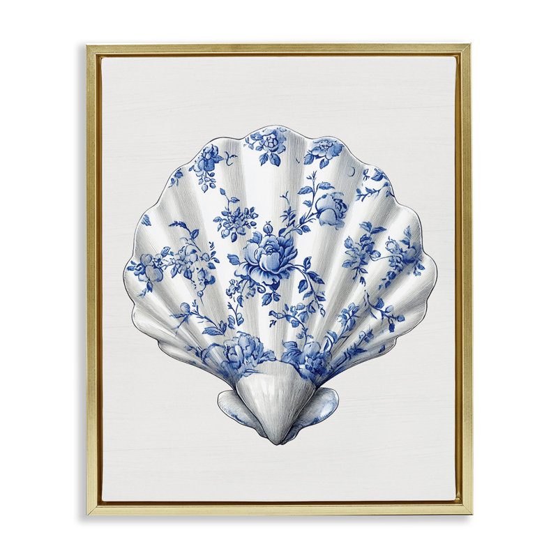 Cadre flottant Funky Toile Seashell, design par lettré et doublé, H 21 po x l 17 po, Cadre flottant métallique doré