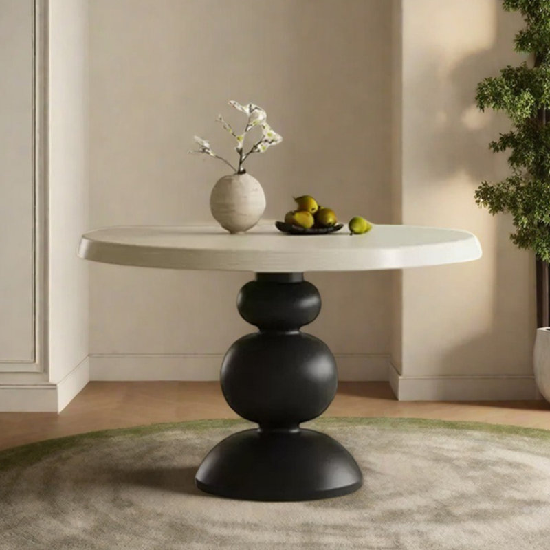 Multilayer solid board round dining table, 29.53"H x 47.24"L x 47.24"W, White