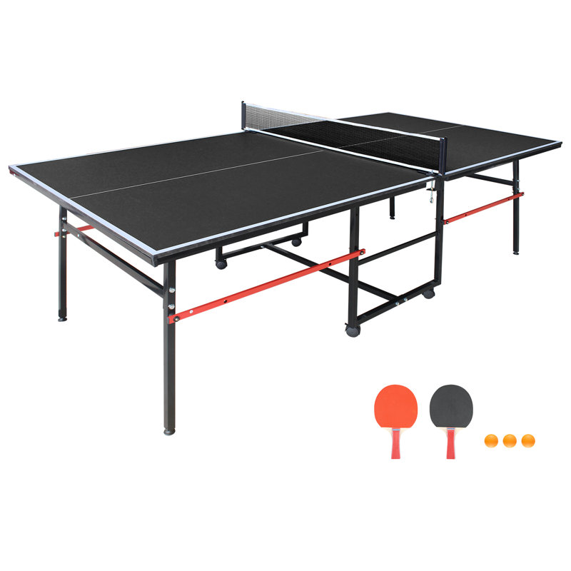 IUNNDS 8ft Midsize Table Tennis Table, Foldable Ping Pong Table sets，Indoor, Black