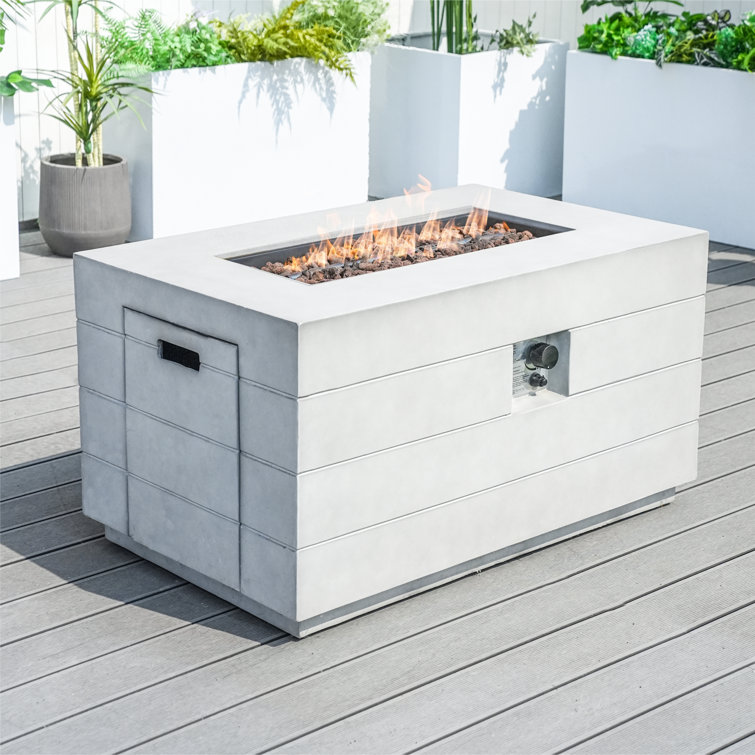 Akeara Rectangle Propane Smokeless Fire Pit Table with Hidden Fuel Tank