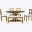 Ensemble de table de salle à manger extensible 6 pièces avec rallonge amovible, un banc et 4 chaises