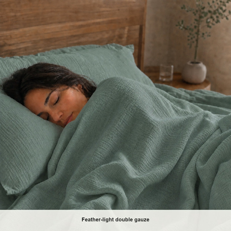 Ensemble de draps 4 pièces en mousseline de coton blanc et beige, Ensemble de draps pour très grand lit avec 3 piè