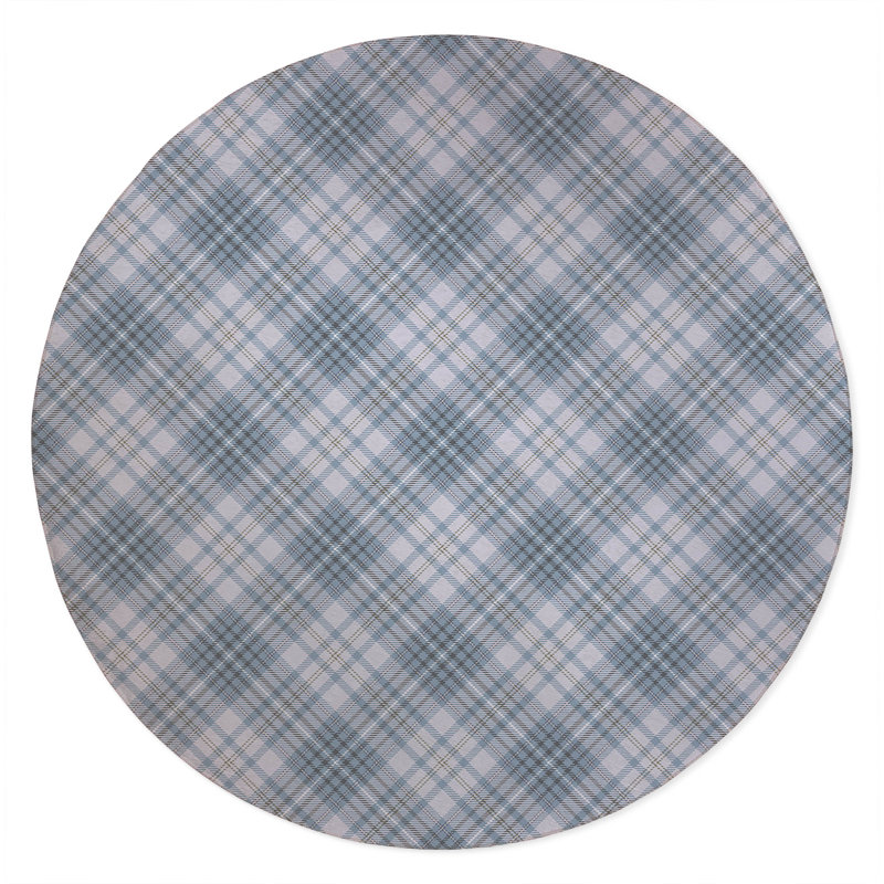 Chinny Tartan Non-Slip Outdoor Rug, Round 5'