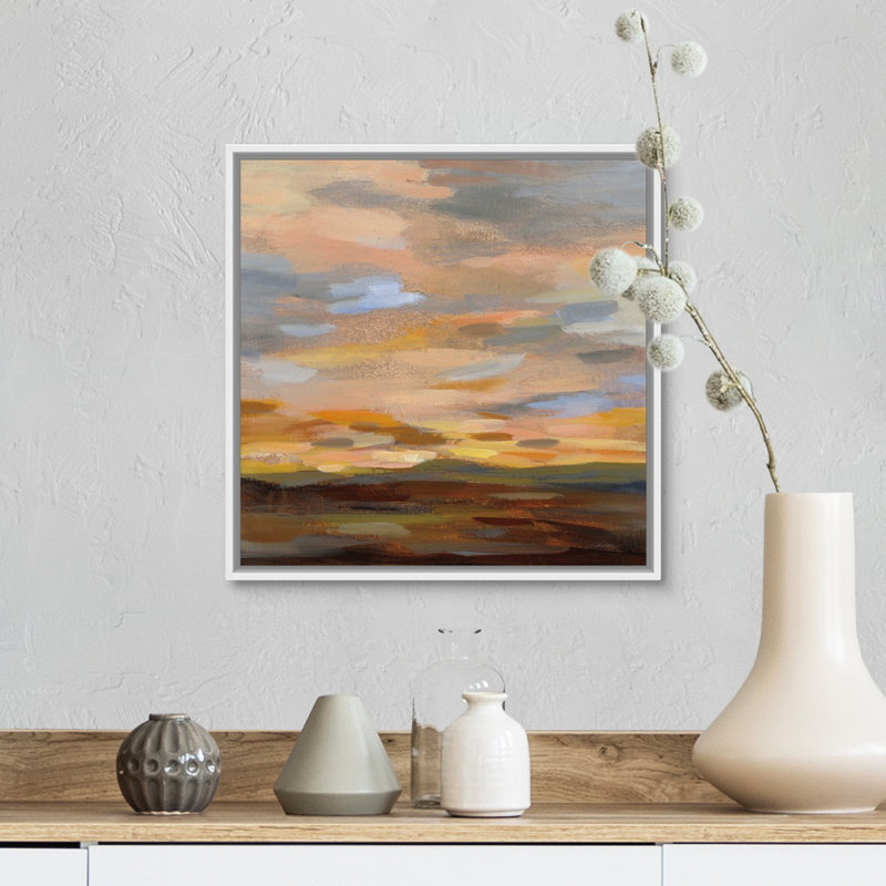Ciel du désert III-reproduction d’art, H 14 po x l 14 po x P 1,75 po, Cadre flottant blanc