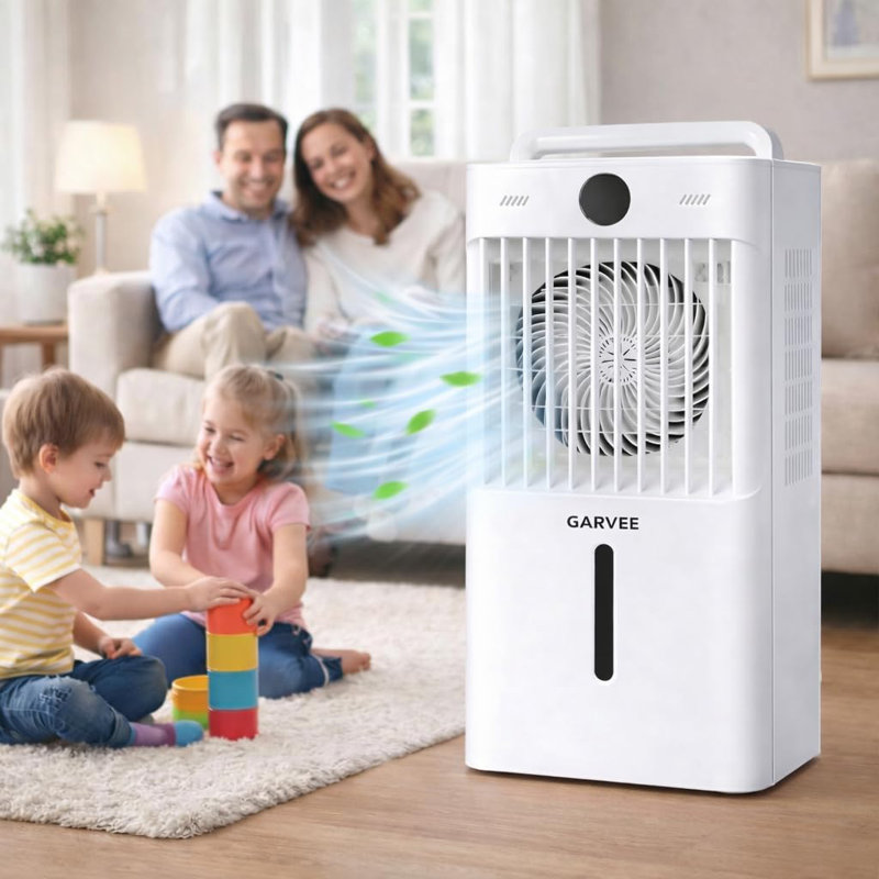 Refroidisseur d'air portatif par évaporation, réservoir d'eau de 1 600 ml, télécommande et débit d'air réglable avec 3 vitesses et minuterie, refroidissement compact pour la chambre à coucher ou le bureau