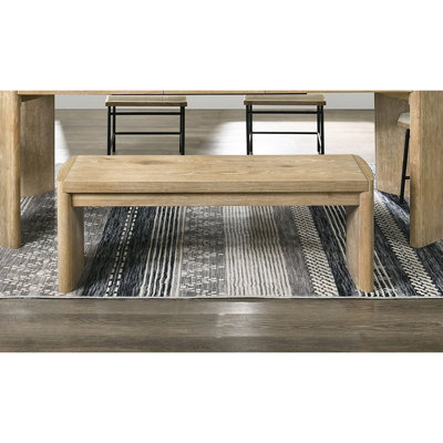 Banc rembourré contemporain en chêne pour salle à manger, avec des coins arrondis, fabriqué en bois massif et en placage, l 50,5 po x P 16 po x H 18,5 po.