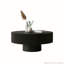 Table basse ronde à cannelures avec piédestal robuste, design Mid-Century moderne pour le salon et les petits espaces