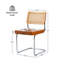 Ensemble de 2 chaises de salle à manger en rotin brun, chaises de cuisine modernes en bois de style Mid-Century, chaises de salle à manger à dossier en filet et cannes, chaise Cesca avec pieds en métal chromé-2028437248-2028437262