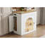 Îlot de cuisine avec plateau de table extensible, prise de courant, espace de rangement latéral et bande lumineuse à DEL intégrée-1433586506