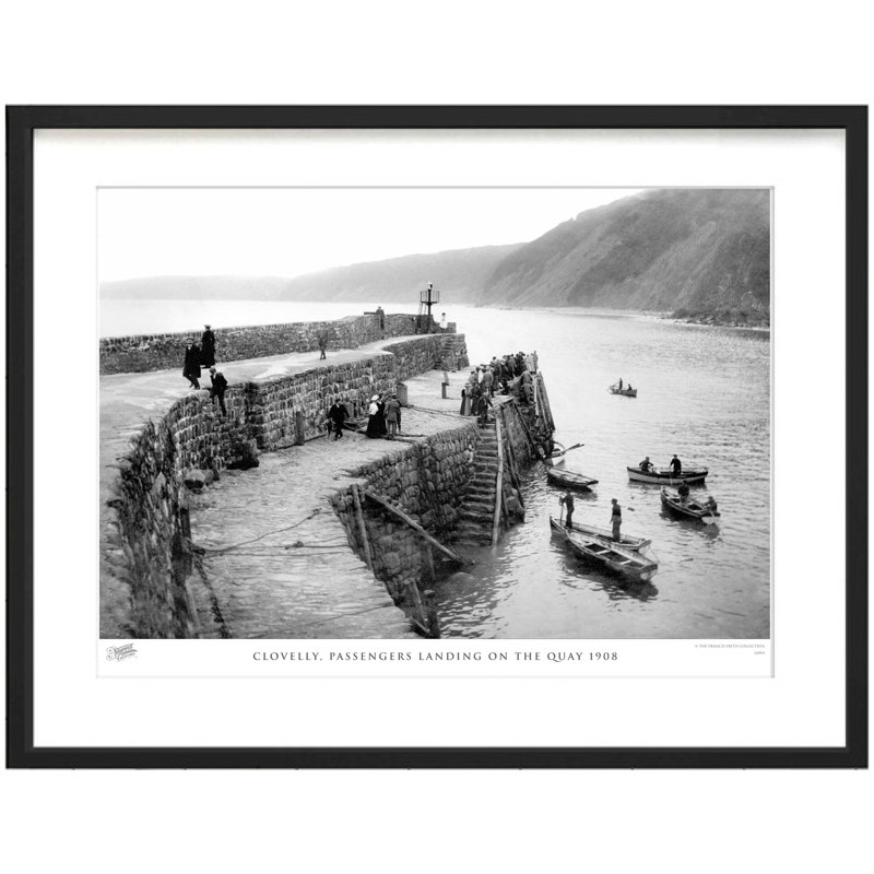 Clovelly, Passengers Landing On The Quay 1908 - Single Picture Frame Print, 60cm H x 80cm W x 2.3cm D