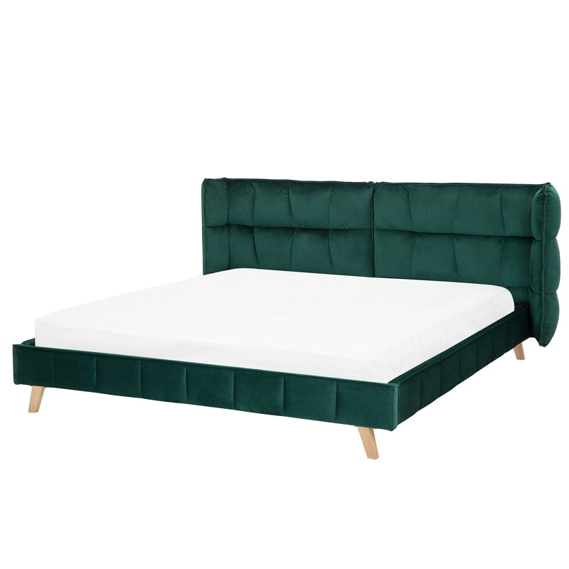 Watermill Upholstered Velvet Bed, Super King (6'), Green