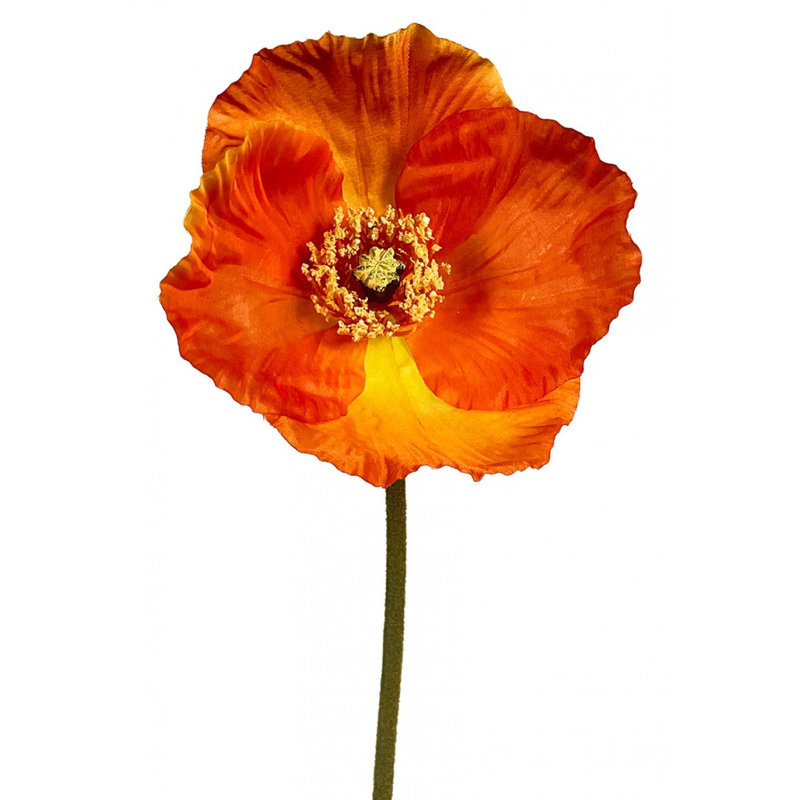 Tige de pavot orange et fleur artificielle