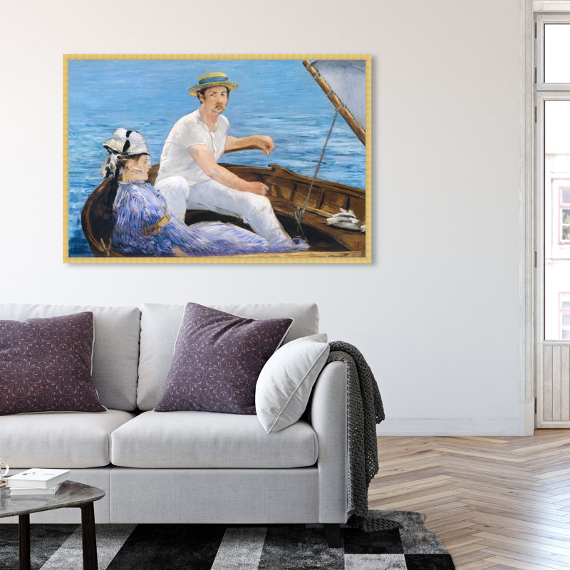 Manet - Boating - impression encadrée, Or, H 40 po x l 60 po x P 2 po
