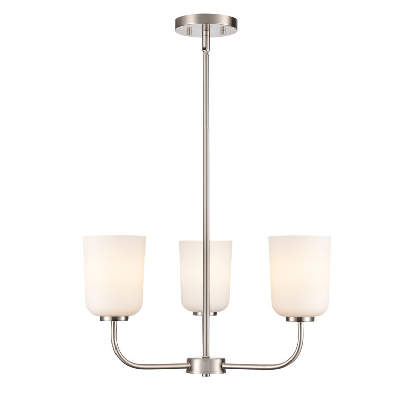 Lustre de 27 po de largeur Laphia, 3, Nickel brossé