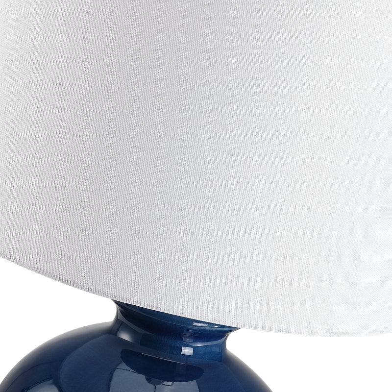 24,5 po Lampe de table en céramique bleue à 3 voies avec abat-jour tambour, Blue