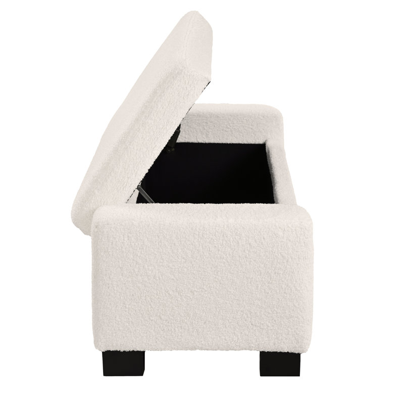 Repose-pieds avec rangement Jamih, Beige Boucle