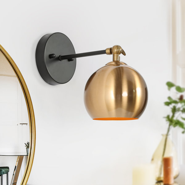 Corrigan Studio® Lateefah-A 1-Light Dimmable Black/Brass Modern Armed ...