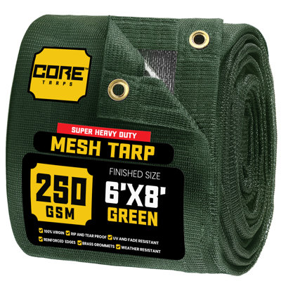 6 ft. x 8 ft. 250 GSM 7.5 OZ Heavy Duty Mesh Tarp, UV Resistant