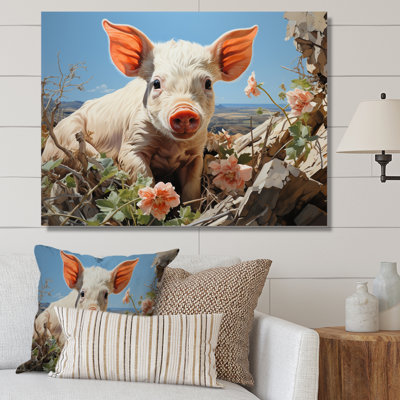 " Pink Curious Piglet Pastoral "