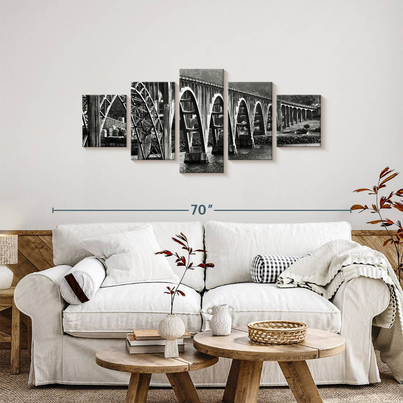 Oregon Bridge BW, 24" H x 55" W