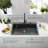 Black Quartz Composite Workstation Drop-In Sink 33x22 Inch – Sound Absorbing, Non-Slip Bottom, Heavy Duty