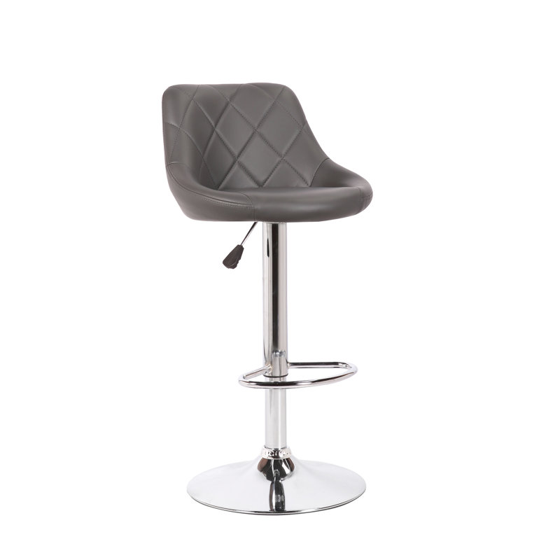 Swivel Upholstered Adjustable Height Counter Stool with Metal Frame, Grey