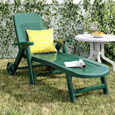 Kali Folding Sun Lounger with Wheels and Reclining Back Rest