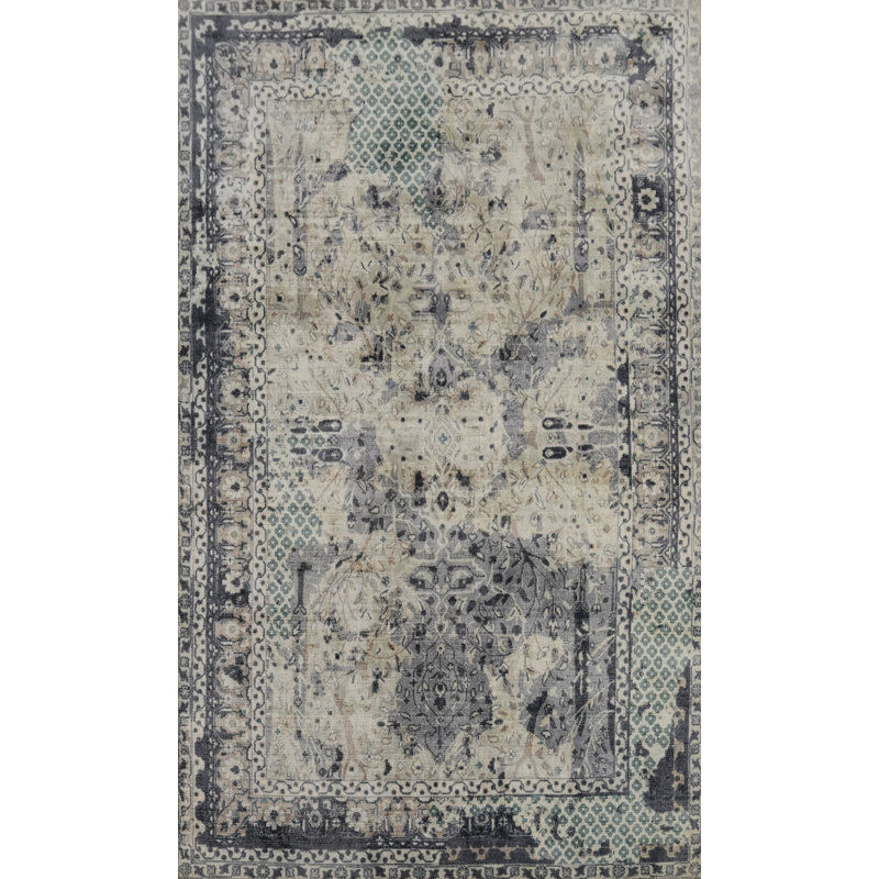 Tapis indien moderne fait à la main 5 x 8 po