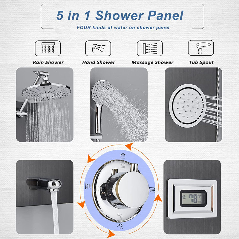 45'' Shower Panel with Adjustable Shower Head