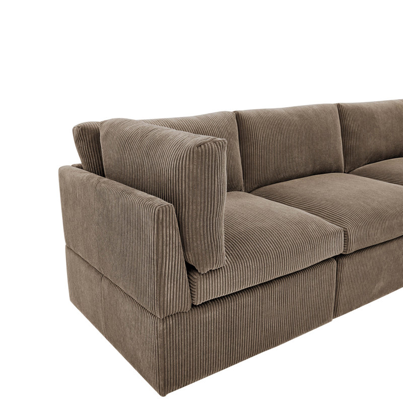 Canapé modulaire de coin avec repose-pieds Annai, Marron foncé