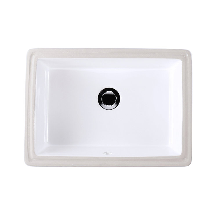 LACAVA Cube 12.25'' White Porcelain Rectangular Bathroom Sink with Overflow