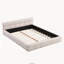 Lit Queen élégant en chenille beige à motif damier, beige-428346711