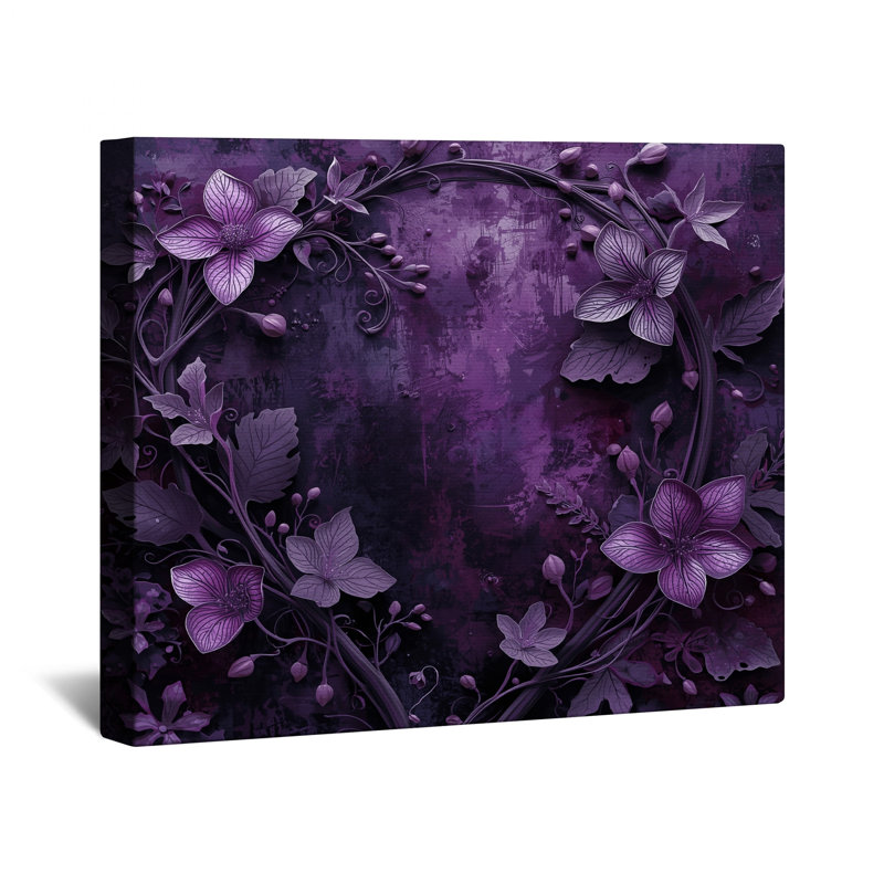 Toile tendue à motif floral mauve en plusieurs tailles, 32 po x 32 po