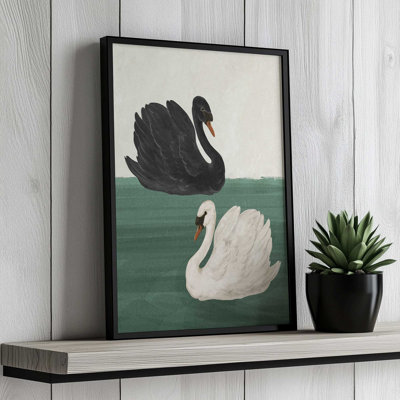 Black Swan White Swan By Laura Graves Canvas Art Print