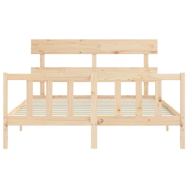 Bed Frame with Headboard, Brown, European Kingsize (160 x 200cm)