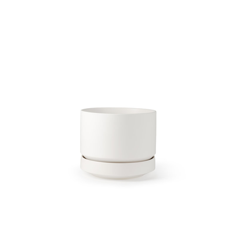 Pot à fleurs en céramique Byer, Blanc, H 6 po x l 7 po x P 7 po